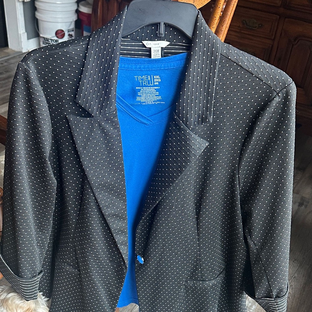 Lane Bryant Black Blazer with White Dots